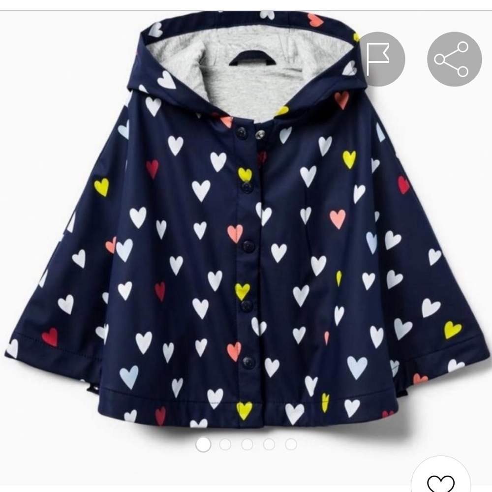 Baby Girl Navy Rain Poncho with Hearts NWT